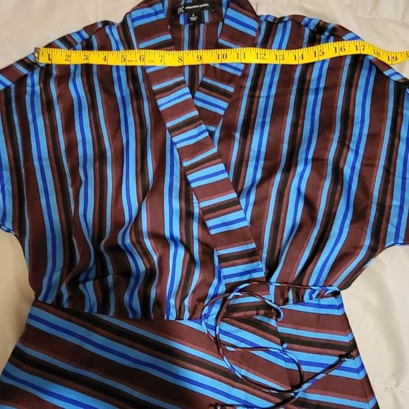 NWT INC International Concepts Sm Striped Night Out LS Wrap Top - Picture 5 of 8